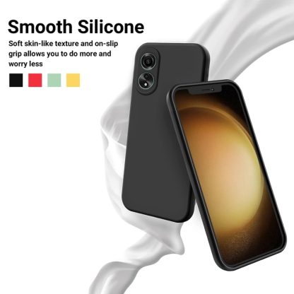 For OPPO A58 4G Pure Color Liquid Silicone Shockproof Phone Case(Black) - Image 3