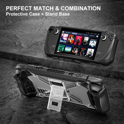 For Steam Deck Shockproof Game Console Case with Holder & Shoulder Strap(Black+Transparent) - Image 2