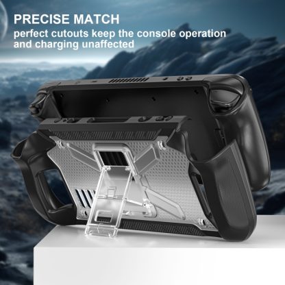 For Steam Deck Shockproof Game Console Case with Holder & Shoulder Strap(Black+Transparent) - Image 3