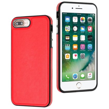 For iPhone 6s Plus / 7 Plus / 8 Plus Leather Texture Full Coverage Phone Case(Red) - Image 2