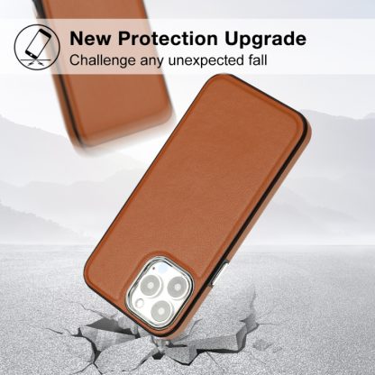 For iPhone 14 Pro Leather Texture Full Coverage Phone Case(Brown) - Image 3