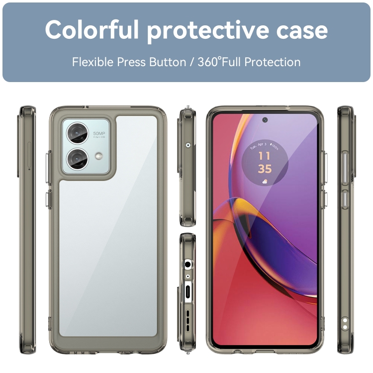 For Motorola Moto G84 Colorful Series Acrylic + TPU Phone Case(Transparent Grey) - Image 2