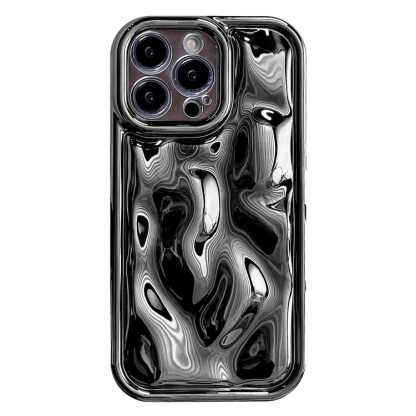 For iPhone 15 Pro Max Electroplating Meteorite Texture TPU Phone Case(Black)