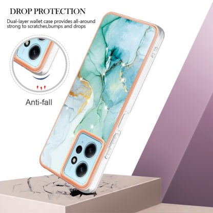 For Xiaomi Redmi Note 12 4G Global Electroplating Marble Dual-side IMD Phone Case(Green 003) - Image 3