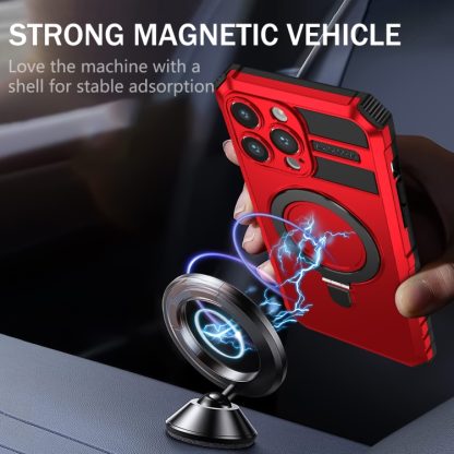 For iPhone 15 Pro Max MagSafe Magnetic Holder Phone Case(Red) - Image 2