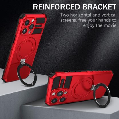 For iPhone 15 Pro Max MagSafe Magnetic Holder Phone Case(Red) - Image 3