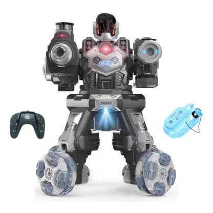 JJR/C R26 2.4G Remote Control Smart Battle Spray Robot, Specification:Double Control(Silver)