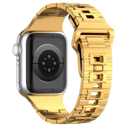 For Apple Watch SE 2023 44mm Square Buckle Armor Style Silicone Watch Band(Plating Gold) - Image 2