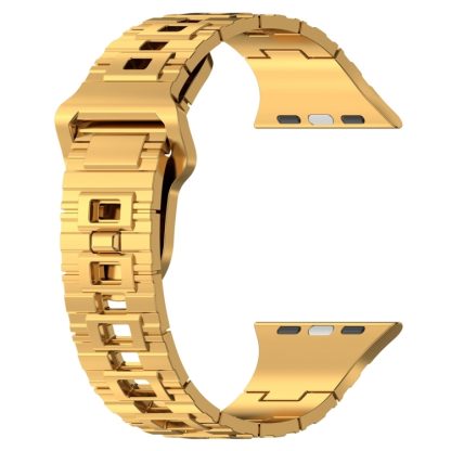 For Apple Watch SE 2023 44mm Square Buckle Armor Style Silicone Watch Band(Plating Gold) - Image 3