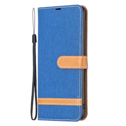 For Samsung Galaxy A25 5G Color Block Denim Texture Leather Phone Case(Royal Blue) - Image 2