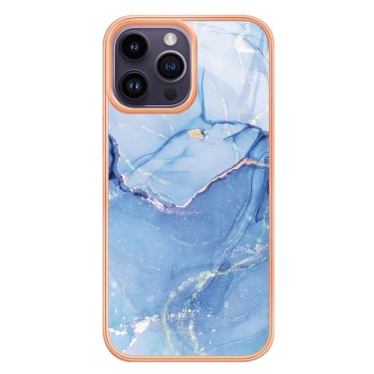 For iPhone 15 Pro Electroplating Marble Dual-side IMD Phone Case(Blue 018) - Image 2