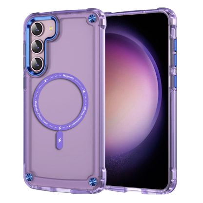 For Samsung Galaxy S22 5G Skin Feel TPU + PC MagSafe Magnetic Phone Case(Transparent Purple)