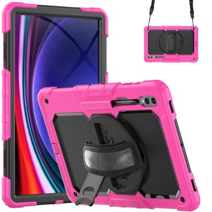 For Samsung Galaxy Tab S9 Ultra / S8 Ultra Silicone + PC Tablet Case(Rose Red+Black)