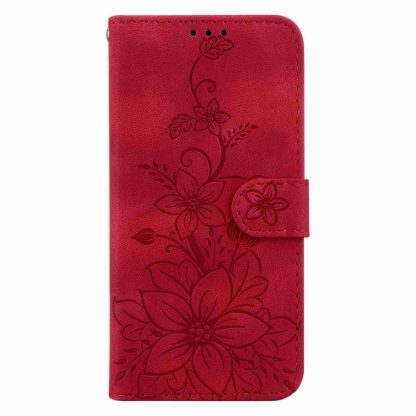 For iPhone SE 2022 / SE 2020 / 8 Lily Embossed Leather Phone Case(Red) - Image 2