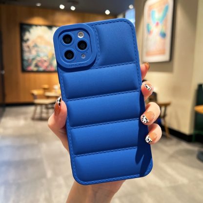 For iPhone 13 Pro Max Eiderdown Airbag Frosted TPU Phone Case(Blue)