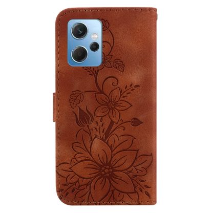 For Xiaomi Redmi Note 12 4G Global Lily Embossed Leather Phone Case(Brown) - Image 3