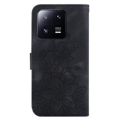 For Xiaomi 13 Pro Lily Embossed Leather Phone Case(Black) - Image 3