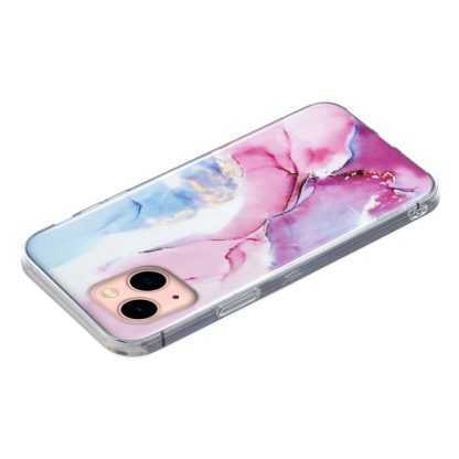 IMD Marble TPU Phone Case For iPhone 15 Plus(Pink Blue) - Image 2