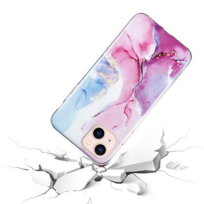 IMD Marble TPU Phone Case For iPhone 15 Plus(Pink Blue) - Image 3