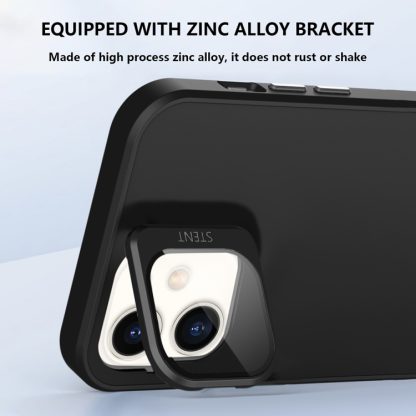 For iPhone 12 Skin Feel Lens Holder PC + TPU Phone Case(Black) - Image 3