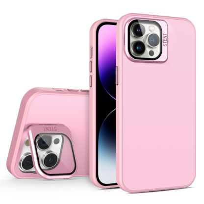 For iPhone 11 Pro Skin Feel Lens Holder PC + TPU Phone Case(Pink)