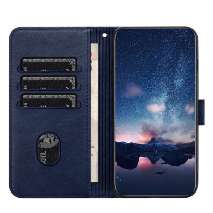 For iPhone 12 Pro Tree Birds Embossed Pattern Leather Phone Case(Blue) - Image 3