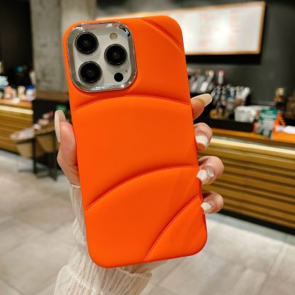 For iPhone 15 Pro Electroplating Liquid Down Jacket TPU Phone Case(Orange) - Image 2