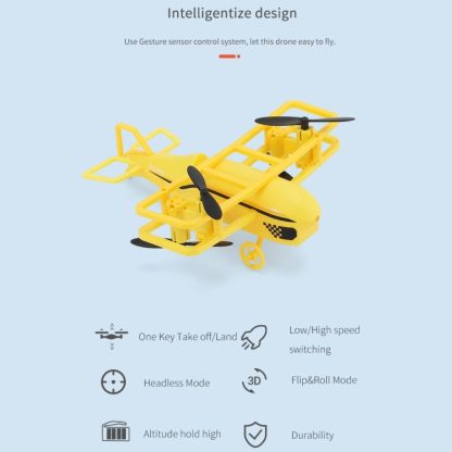 JJR/C H95 2.4G Intelligent RC Mini Drone Helicopter with Remote Controller(Yellow) - Image 3