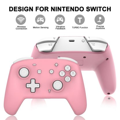 YS06 For Switch Pro Wireless Bluetooth GamePad Game Handle Controller, Color:Pink White - Image 3