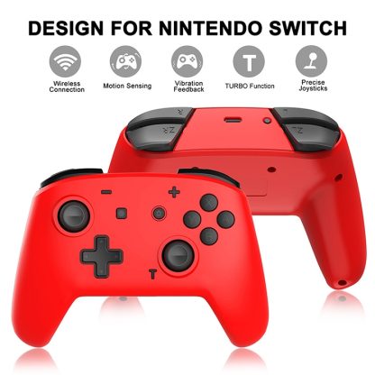 YS06 For Switch Pro Wireless Bluetooth GamePad Game Handle Controller, Color:Red Black - Image 3