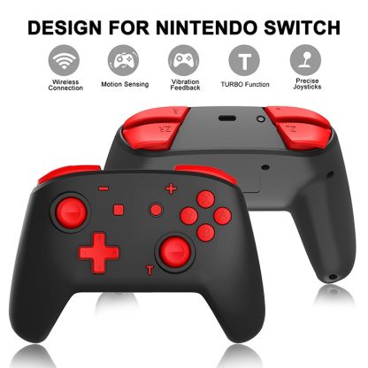 YS06 For Switch Pro Wireless Bluetooth GamePad Game Handle Controller, Color:Black Red - Image 3