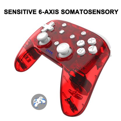 YS06 For Switch Pro Wireless Bluetooth GamePad Game Handle Controller, Color:Transparent Red - Image 2