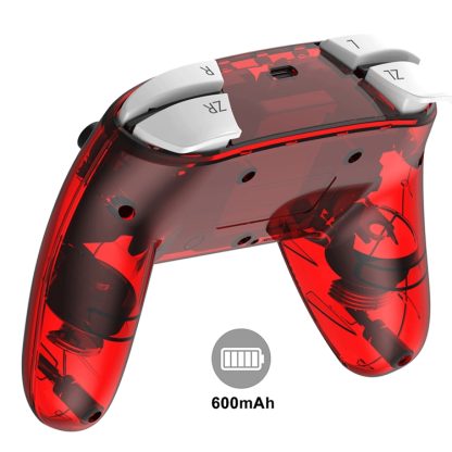 YS06 For Switch Pro Wireless Bluetooth GamePad Game Handle Controller, Color:Transparent Red - Image 3