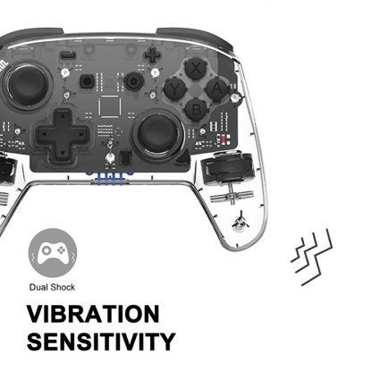 YS06 For Switch Pro Wireless Bluetooth GamePad Game Handle Controller, Color: 7 Colors Light Transparent Black - Image 3