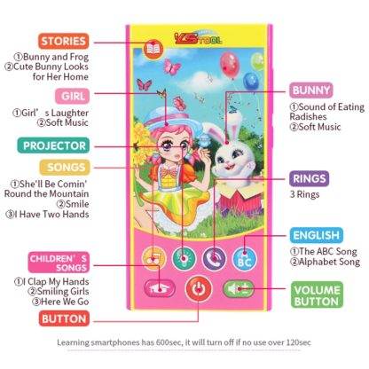 MoFun 2601A Little Girl and Rabbit Multifunctional Dry Battery Powered Children Vocal Music Mobile Phone - Image 3