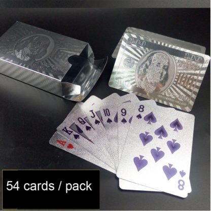 Creative Frosted Silver Dollar Back Texture Plastic From Vegas to Macau Playing Cards Texas Poker Novelty Collection Gif - Image 2