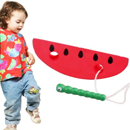 Wooden Toys Threading Caterpillars Eat Watermelon Novelty Funny Educational Wood Toys