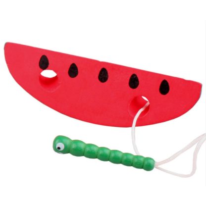 Wooden Toys Threading Caterpillars Eat Watermelon Novelty Funny Educational Wood Toys - Image 2