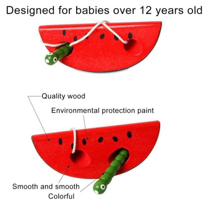 Wooden Toys Threading Caterpillars Eat Watermelon Novelty Funny Educational Wood Toys - Image 3