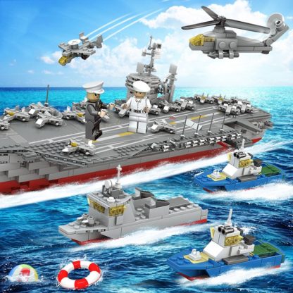 KAZI Little Eagle Aircraft Carrier Children DIY Enlightenment Assembled Building Blocks Educational Intelligence Toy