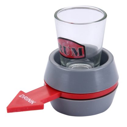 Spin The Shot Novelty Drinking Game Turntable Toy Playing Spin Bottle Props with Shot Glass for Bar, KTV, Home Party