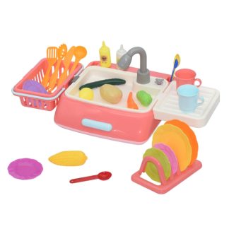 6039 MoFun Children Kitchen Appliances Toys Electric Circulating Water Dishwasher (Pink)