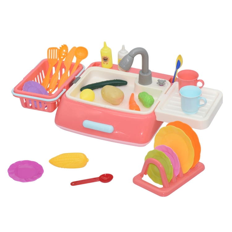 6039 MoFun Children Kitchen Appliances Toys Electric Circulating Water Dishwasher (Pink)