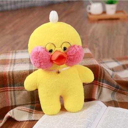 Hyaluronic Acid Duck Cartoon Small Yellow Duck Plush Duck Toy Kids Toy with Glasses, Size:35*10*10cm