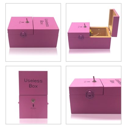 Creative Funny Present Useless Box Novel Wooden Anti-stress Toy (Pink) - Image 2