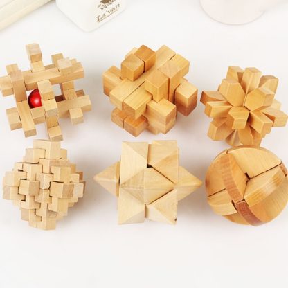 6 in 1 / Set Wooden Interlocking Kong Ming Luban Lock Puzzle Game Educational Adults Kids Toy