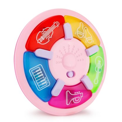 Brettbble Cartoon Baby Child Early Education Beat Disc Music Toys with LED Light(Pink)