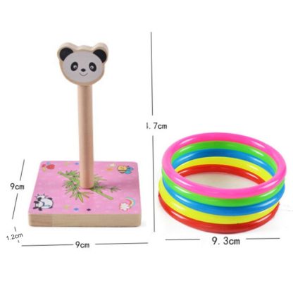 Kindergarten Children Wooden Panda Animal Throwing Ring Toss Games Activities Toys, Size: 9*9*14.7cm - Image 2