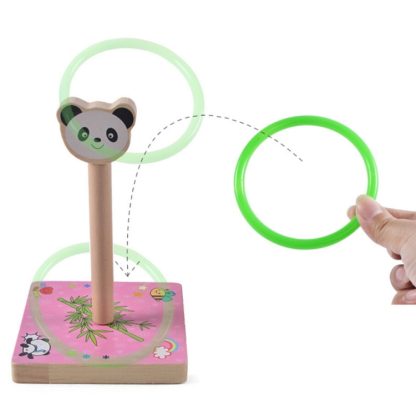 Kindergarten Children Wooden Panda Animal Throwing Ring Toss Games Activities Toys, Size: 9*9*14.7cm - Image 3