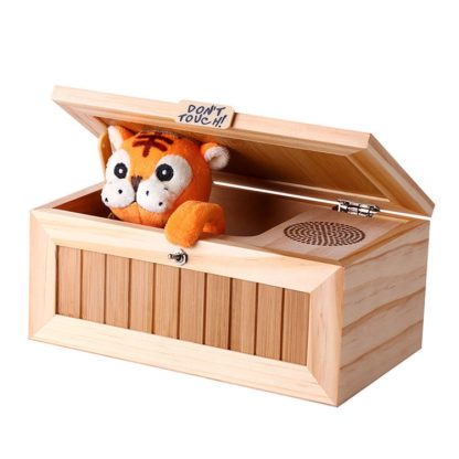 Creative Cute Tiger Funny Present Sound Version Wooden Electronic Useless Box Novel Stress-Reduction Desk Decoration, Si - Image 3